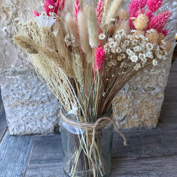 Bouquet de fleurs séchées "La vie en Rose"