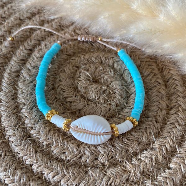 Bracelet perles Heishi 'Cauri Vert d'eau' - Femme