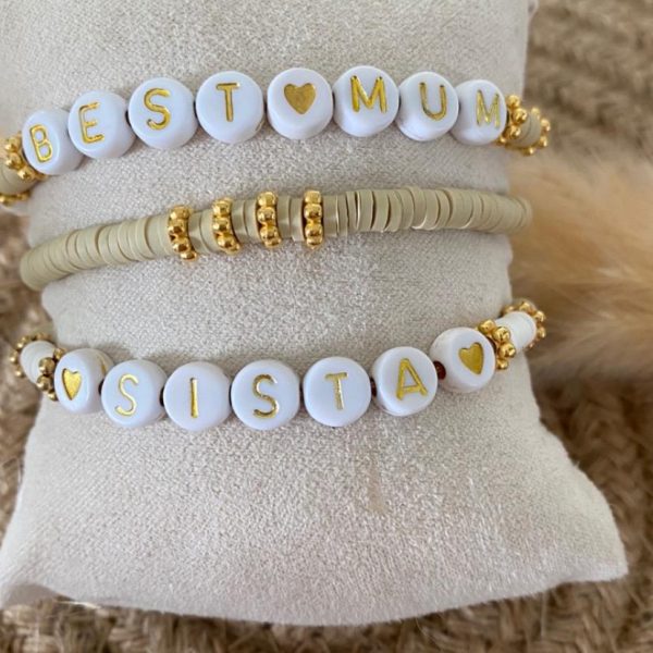 Bracelet perles Heishi 'Sista Beige' - Femme