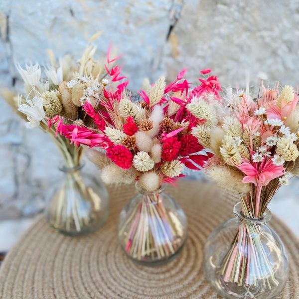Vase boule et son mini bouquet de fleurs séchées