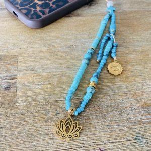 Bijoux de téléphone Boho Turquoise - Lotus et Oeil