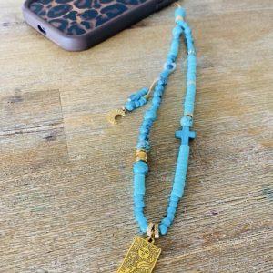Bijoux de téléphone Boho Turquoise - Lune et Talisman