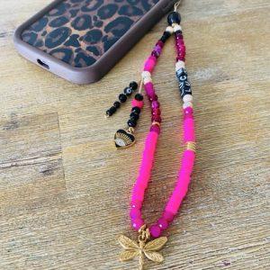 Bijou de téléphone portable 'Luck' - Fuchsia