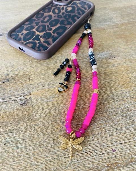 Bijou de téléphone portable 'Luck' - Fuchsia