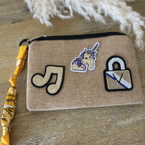 Pochette jute et bandana - Patchs sequins Music