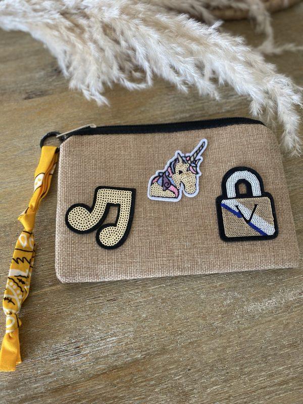 Pochette jute et bandana - Patchs sequins Music