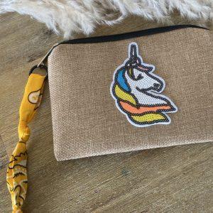 Pochette jute et bandana - Licorne