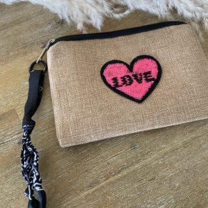 Pochette jute et bandana - Coeur