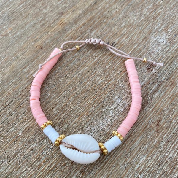 Bracelet perles Heishi 'Cauri Corail' - Femme