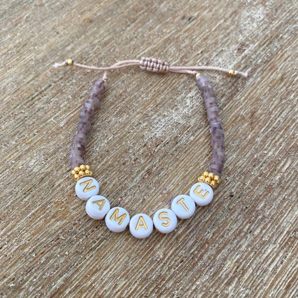 Bracelet perles Heishi 'Namaste Taupe' - Femme