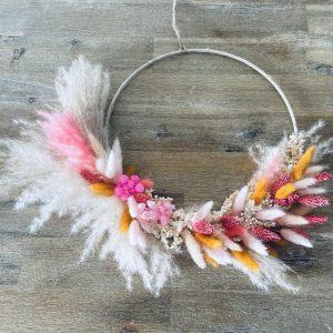 Couronne de fleurs séchées murale "Pink"