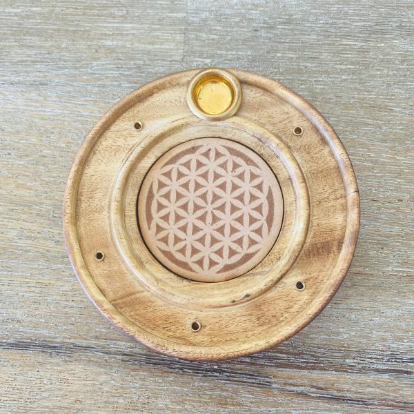 Porte encens en bois - Fleur de Vie