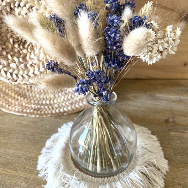 Mini Bouquet de fleurs séchées "Lavande" et son vase bohème