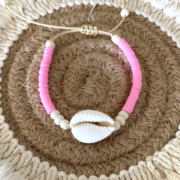 Bracelet perles Heishi 'Cauri Rose' - Enfant