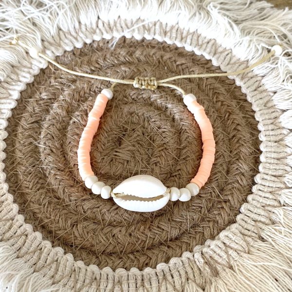 Bracelet perles Heishi 'Cauri Corail' - Enfant
