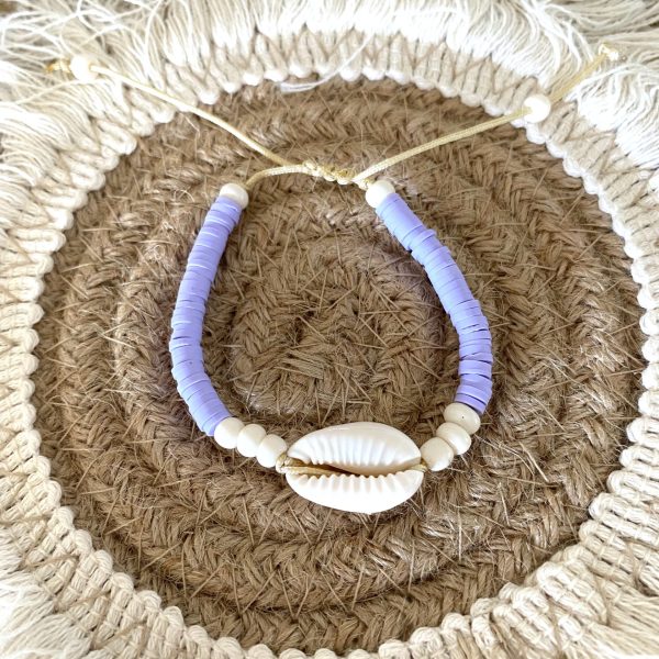 Bracelet perles Heishi 'Cauri Mauve' - Enfant
