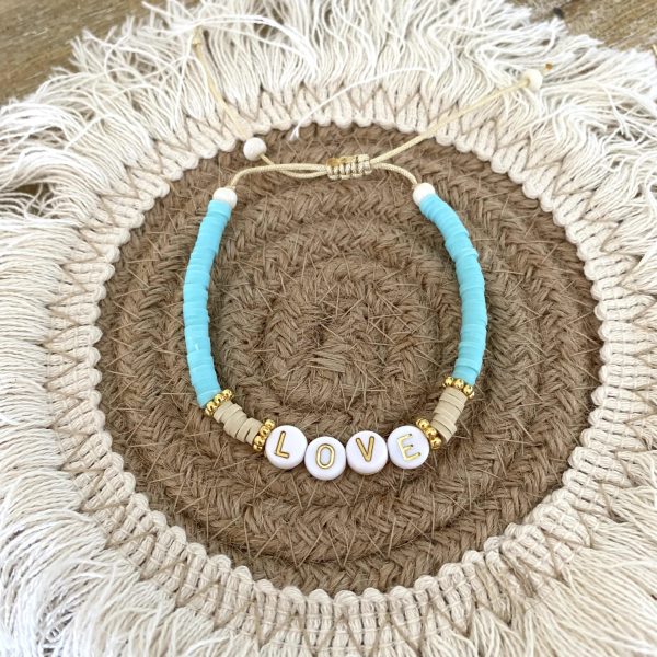 Bracelet perles Heishi 'Love' Turquoise - Femme