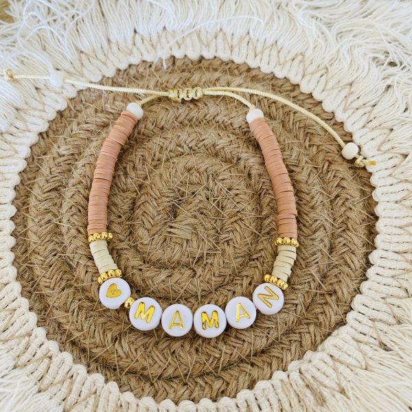 Bracelet perles Heishi 'Maman' Camel - Femme
