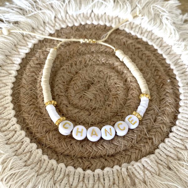 Bracelet perles Heishi 'Chance' Beige - Femme