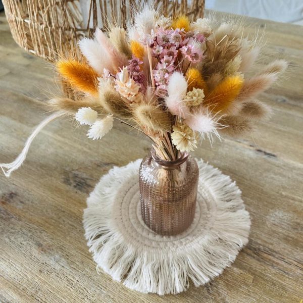 Mini Bouquet de fleurs séchées "Automne" et son vase poudré