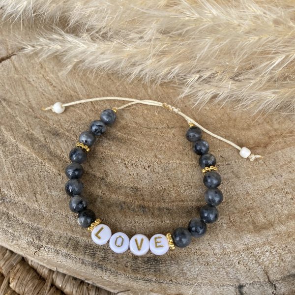 Bracelet Pierres Labradorite 'Message' - coulissant