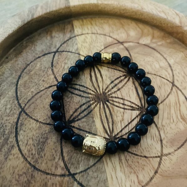 Bracelet Pierres Obsidienne 'Buddha' - élastique