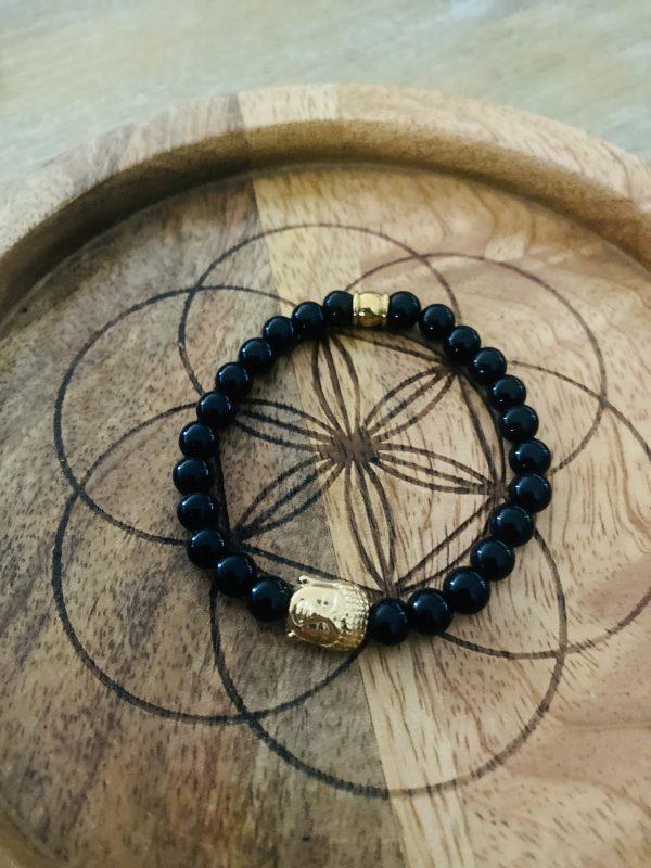 Bracelet Pierres Obsidienne 'Buddha' - élastique