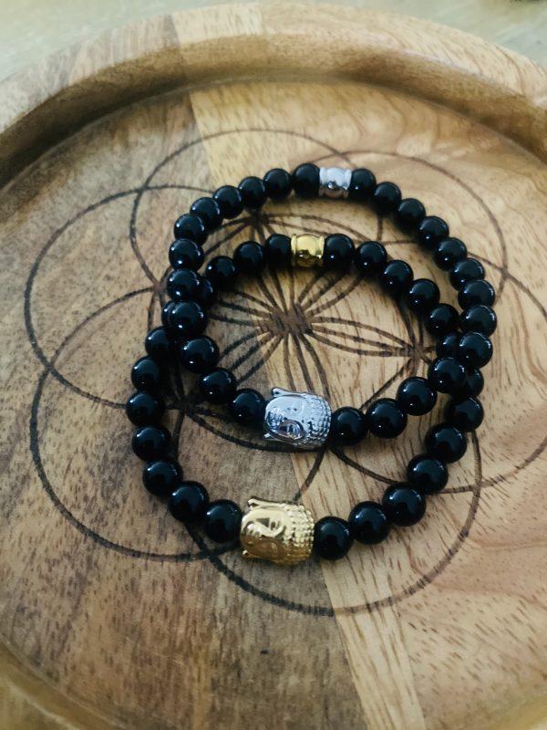 Bracelet Pierres Obsidienne 'Buddha' - élastique – Image 4