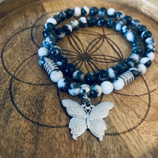 Bracelet double Pierres Agate - Papillon