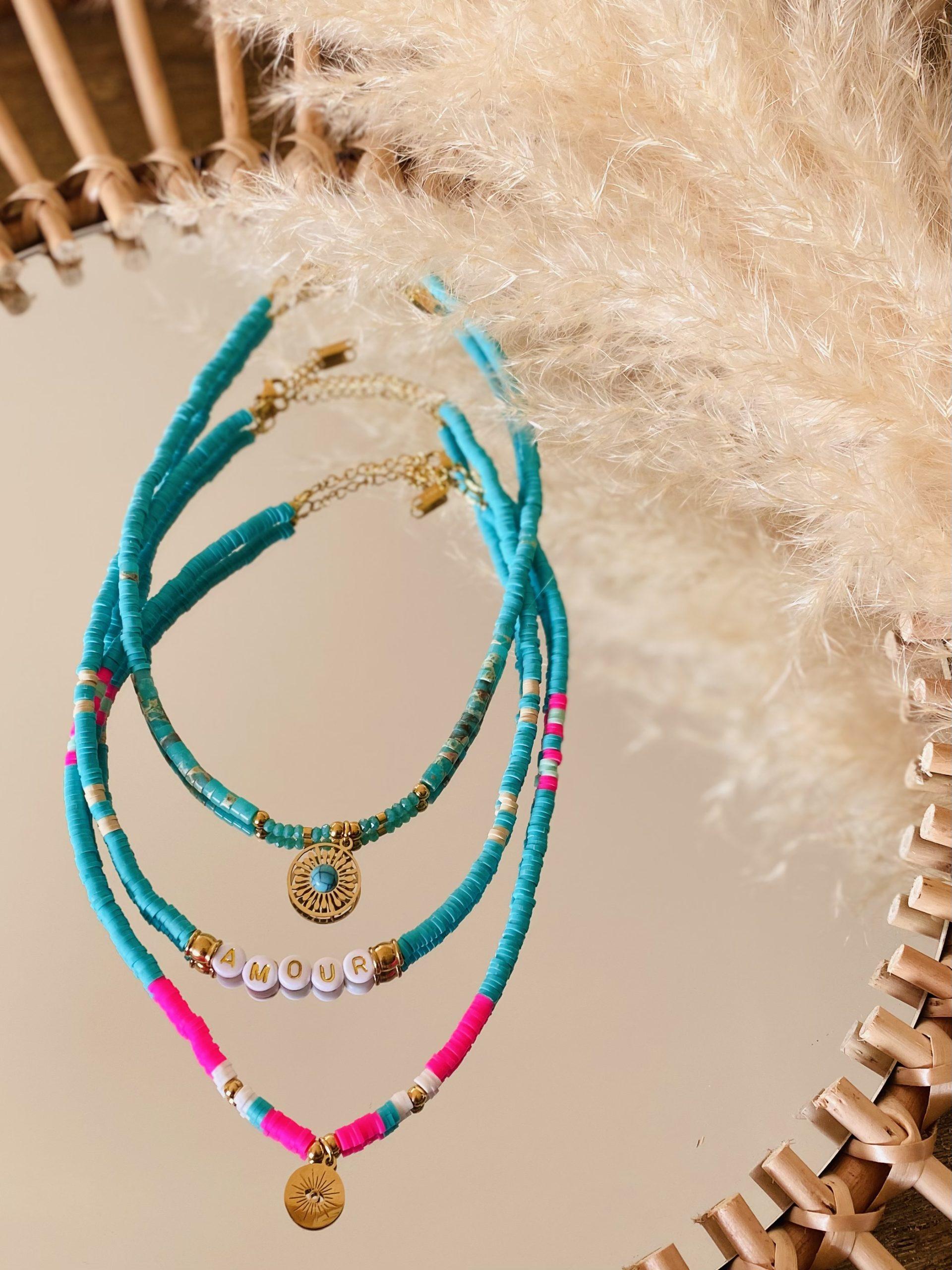 Porte-bonheur, collier de perles hippie chic, cadeau femme