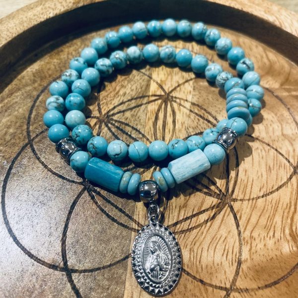 Bracelet Double Pierres Turquoise - Vierge