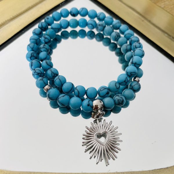 Bracelet Double Pierres Turquoise - Coeur Sacré
