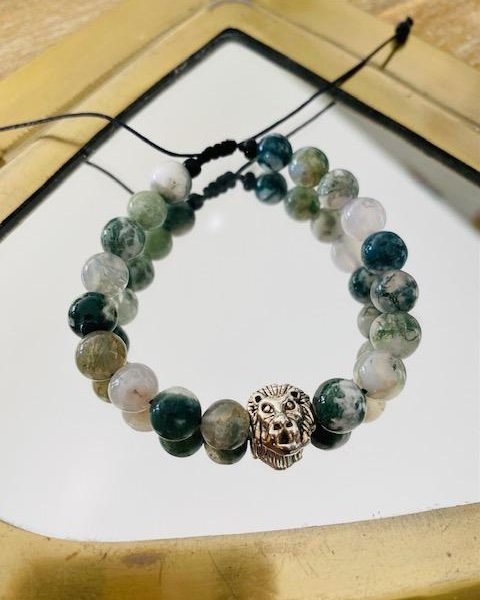Bracelet Pierres Tourmaline - Tête de lion - Homme