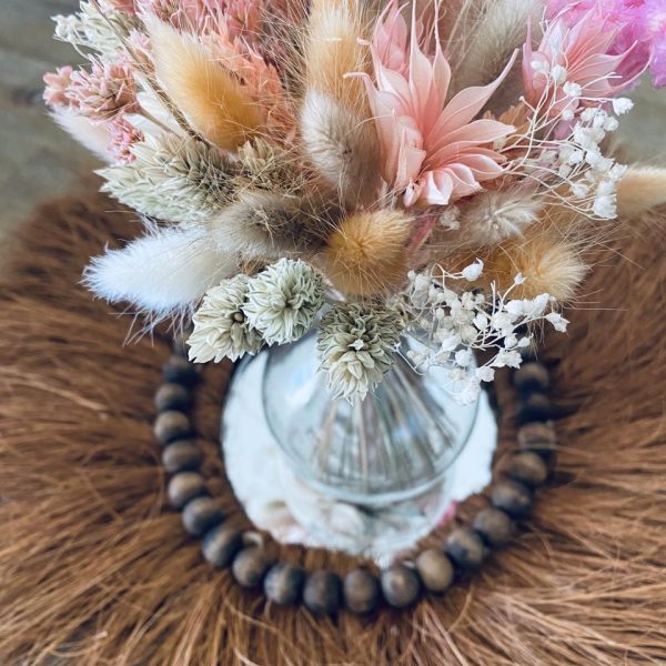 Mini Bouquet de fleurs séchées "Oranger" et son vase boule