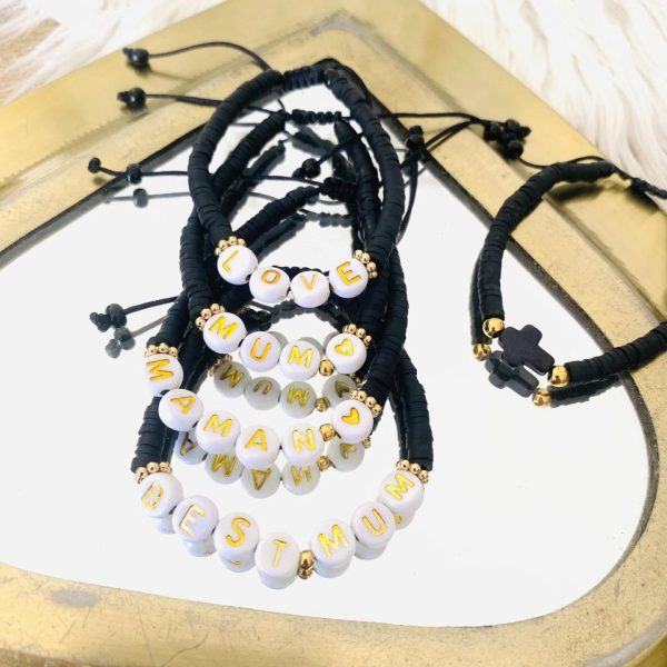 Bracelet perles Heishi 'Noir' - Femme