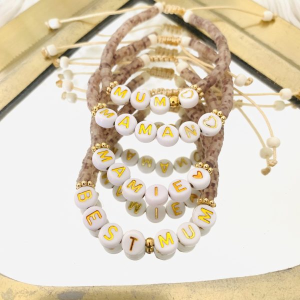 Bracelet perles Heishi 'Taupe' - Femme