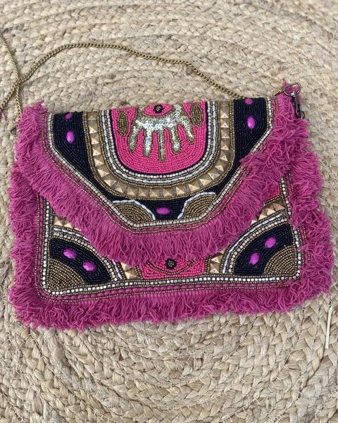 Pochette Bohème Sequins - Rose