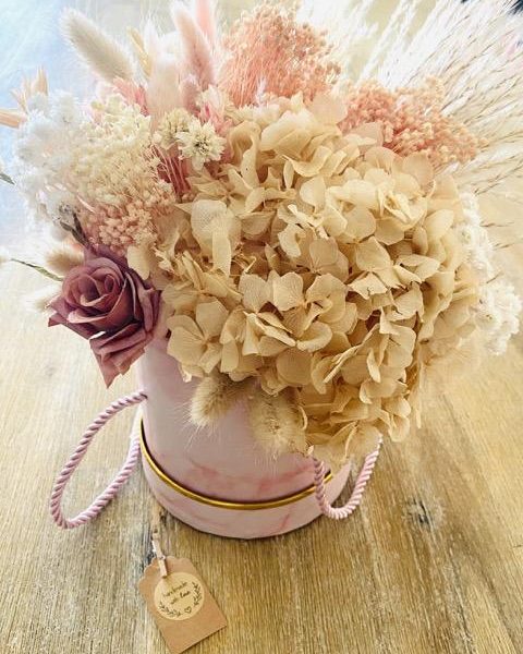 Boite fleurie Fleurs séchées - Rose Poudré