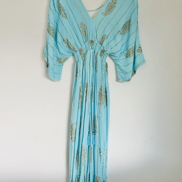 Robe longue bohème chic - Turquoise