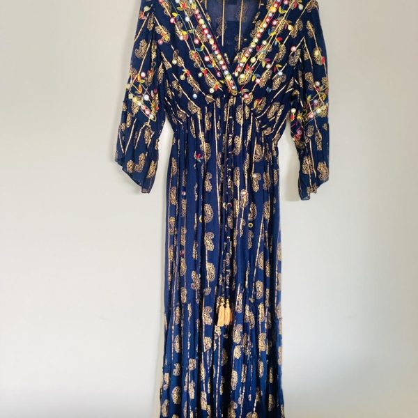 Robe longue bohème - Bleu marine