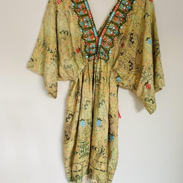 Robe bohème en soie - Vert clair