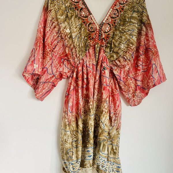 Robe bohème en soie - Rose