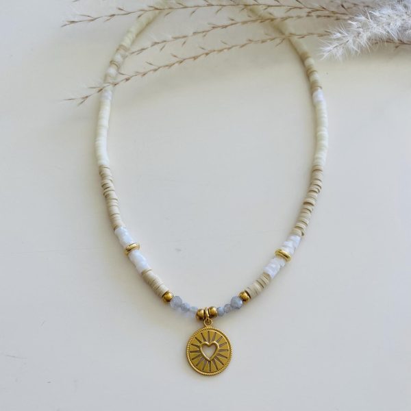 Collier Ras de Cou « Raya » – Perles Heishi Beige