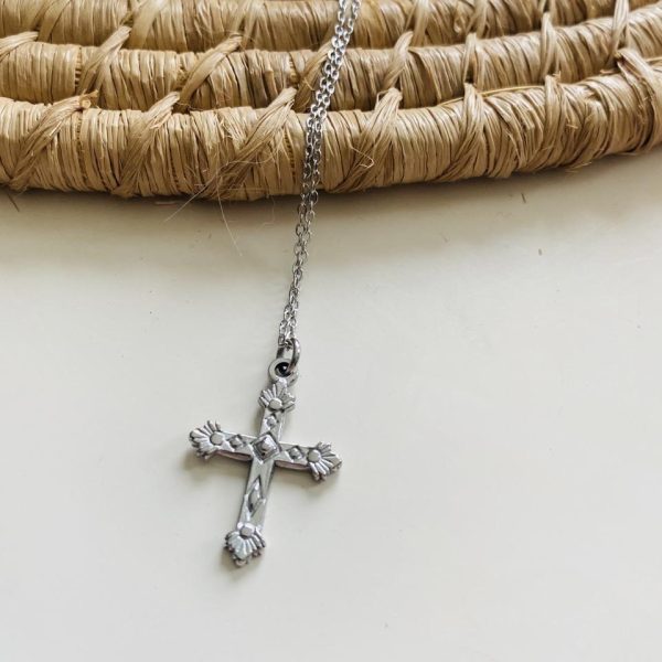 Collier Acier Inox - Croix silver