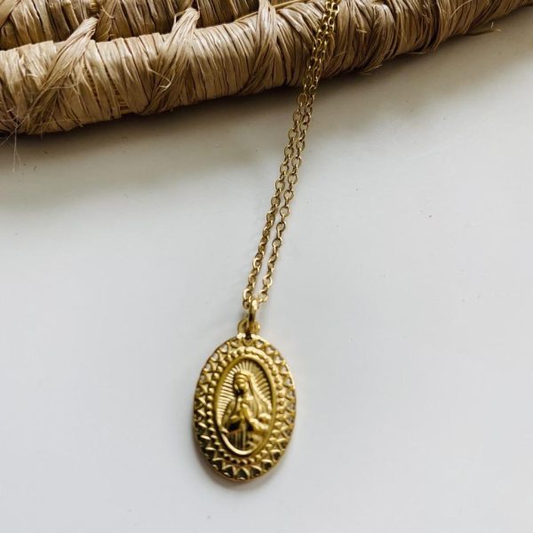 Collier Acier Inox - Vierge Miraculeuse doré