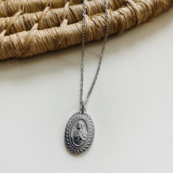 Collier Acier Inox - Vierge Miraculeuse silver
