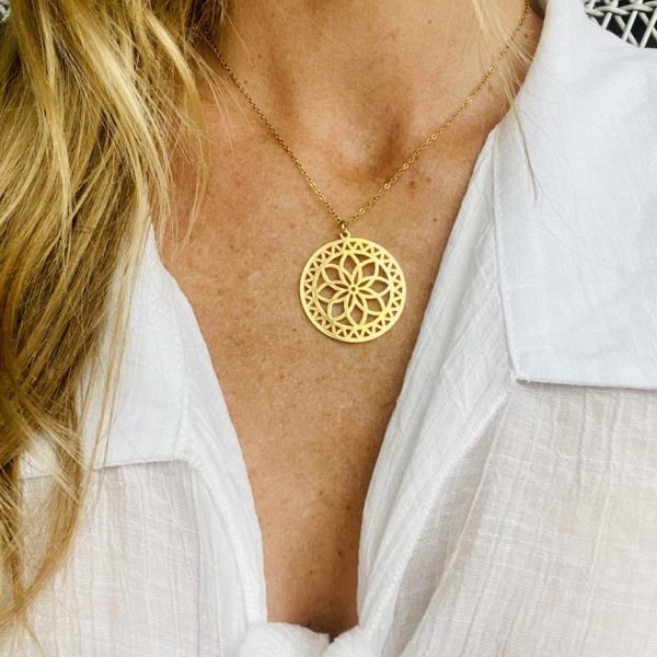 Collier Acier Inox - Fleur de Vie
