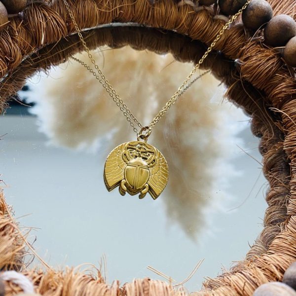 Collier Acier Inox - Scarabée doré