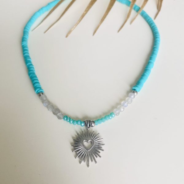 Collier Ras de Cou « Raya » – Perles Heishi Emeraude