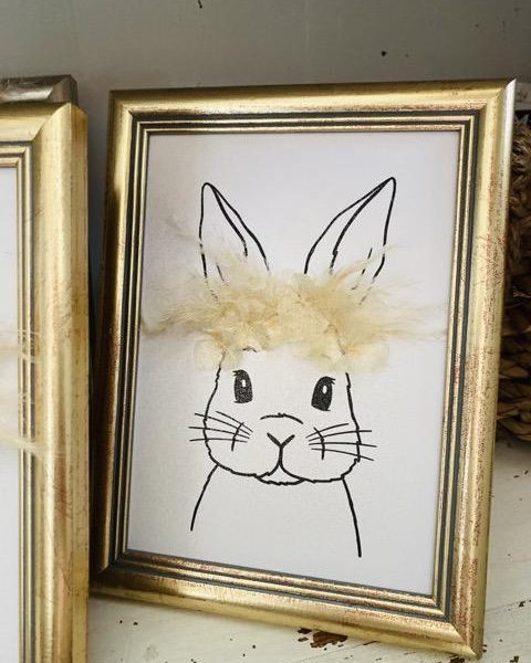 Cadre décoratif 'Lapin' en Fleurs séchées